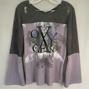 Oxygen gothic bell sleeve graphic top